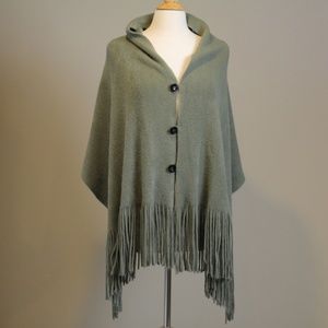 Sage Green Fringe Shawl / Wrap - One Size